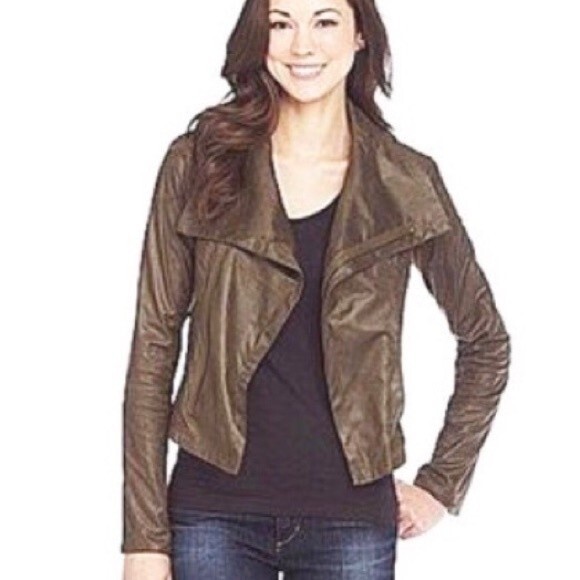 Love Marks Olive Green Faux Suede Quilted Moto Jacket - Picture 8 of 8